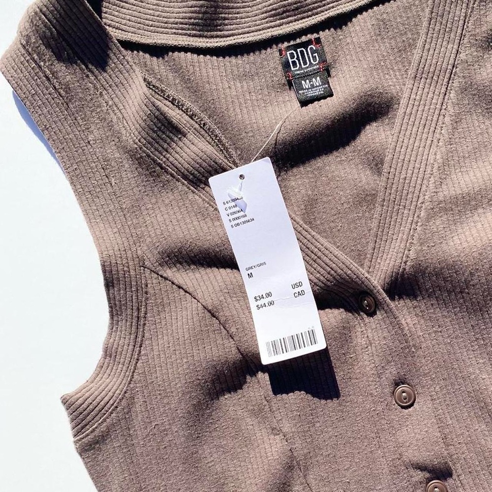 BDG Urban Outfitters Brown Vest Top Women's Medium Boho Cottage 70s Western Y2K - Picture 2 of 4